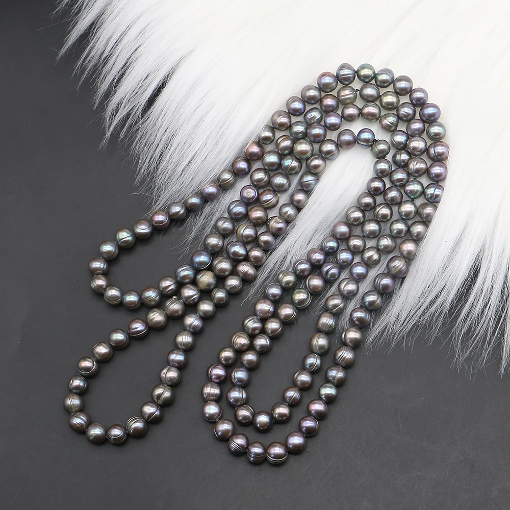 

1strand Exquisite Unique Natural Freshwater Black Aurora Textured Baroque Pearl Necklace 122cm Jewelry Decoration Accessory