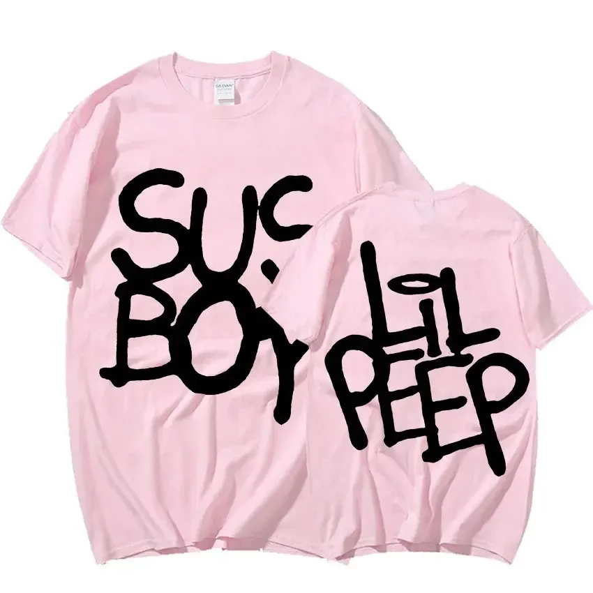 Hot Rapper Lil Peep Sus Boy Pink Print T Shirts Men Women Trend Hip Hop Short Sleeve T-shirt Summer High Quality Fashion T-shirt