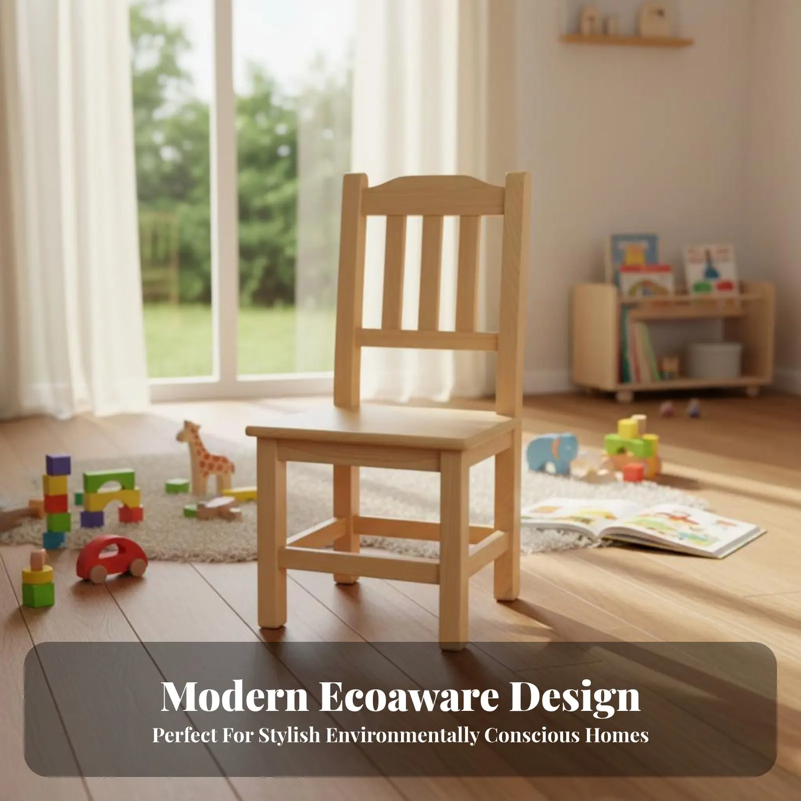 背もたれ付き木製スツール-硬材構造-小さな椅子-子供にも安全なデザイン-大人向けの磨き上げられた仕上げ