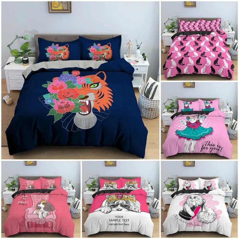 

3D Cartoon Animal Pattern Bedding Set Soft Luxury Duvet Cover Set Girds Bedroom Single Twin Double King Queen Bedclothes