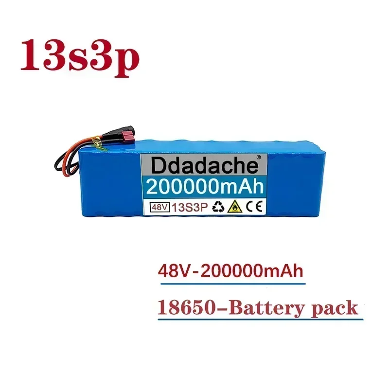 Bateria de iões de lítio, 48V 200000mAh 2000W 13S3P T + DC, 54.6V E-Bike Scooter de bicicleta elétrica com BMS, frete grátis, novo