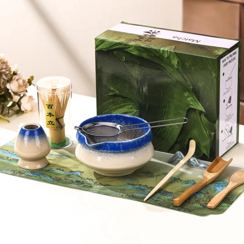 

3Pcs 9PCS Traditional Bamboo Ceramic Japanese Matcha Set Food Grade Safety Matcha Stirring Brush Reusable