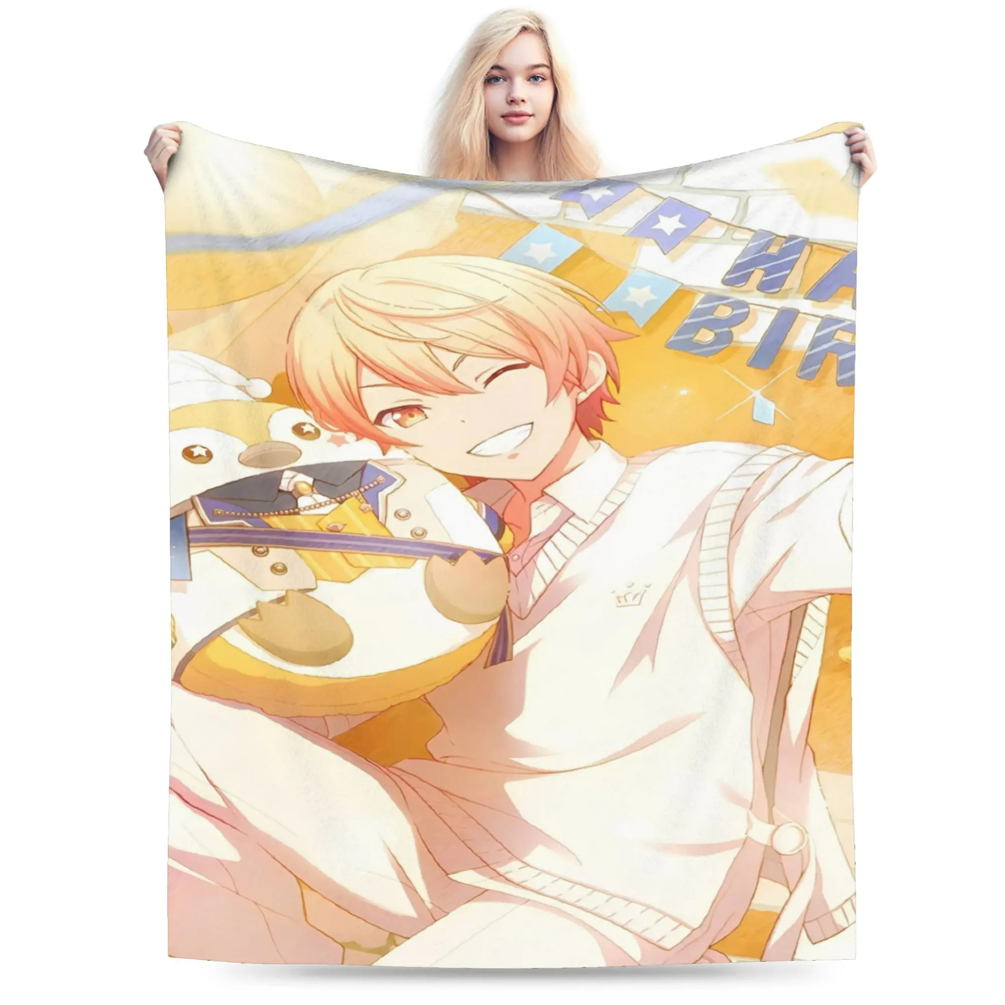 sekai tsukasa tenma Blanket Velvet  Multifunction Soft Throw Blankets for Bedroom Bedspread