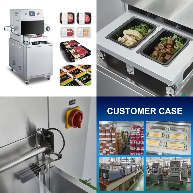 for Multifunctional Map Food Tray Vacuum Sealing Machine Nitrogen Flushing Automatic Tray Sealer for Fast Food Meat Mushroom