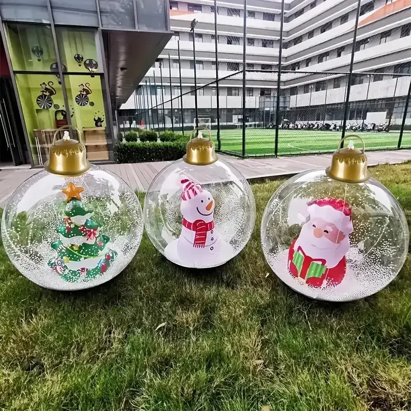 1 boule de Noël géante personnage de dessin animé (bonhomme de neige/père Noël/arbre de Noël) boule décorative gonflable extérieure en PVC boule gonflable de Noël adaptée au jardin cour porche