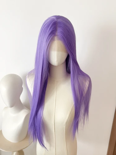 Imagen 2 del producto Pelucas delanteras de encaje púrpura lavanda, largas y rectas, 26 pulgadas, resistente al calor, Pruple ligero, peluca con malla frontal sintética 13*4, Cosplay diario