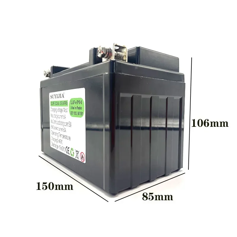 12.8V 12Ah 32700 Battery LiFePO4 Motorcycle Bike Battery BMS 12V Lithium Phosphate Scooter Solar Battery