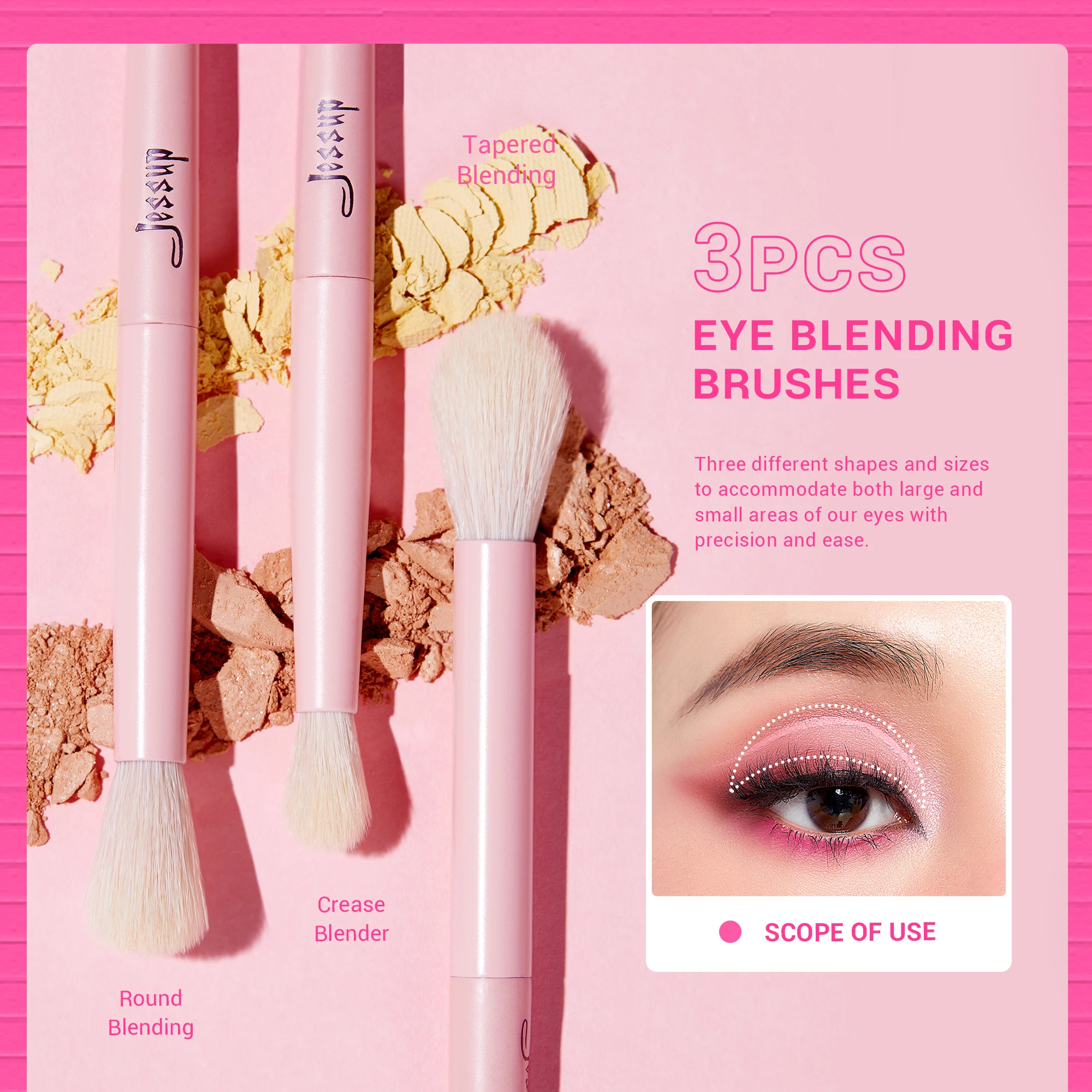 Jessup Eyeshadow Brush Set Pink Eye Makeup Brushes Concealer Brush Premium Vegan Eyeshadow liner Blending Brush for Makeup, T496