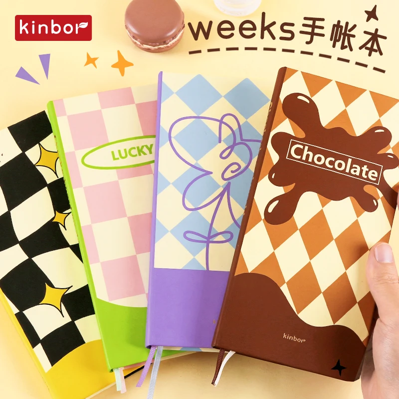 Kinbor Plano Semanal Hand Book, Grade, Inner 176 Page Notebooks, Escola e escritório, Kawaii Papelaria Suprimentos