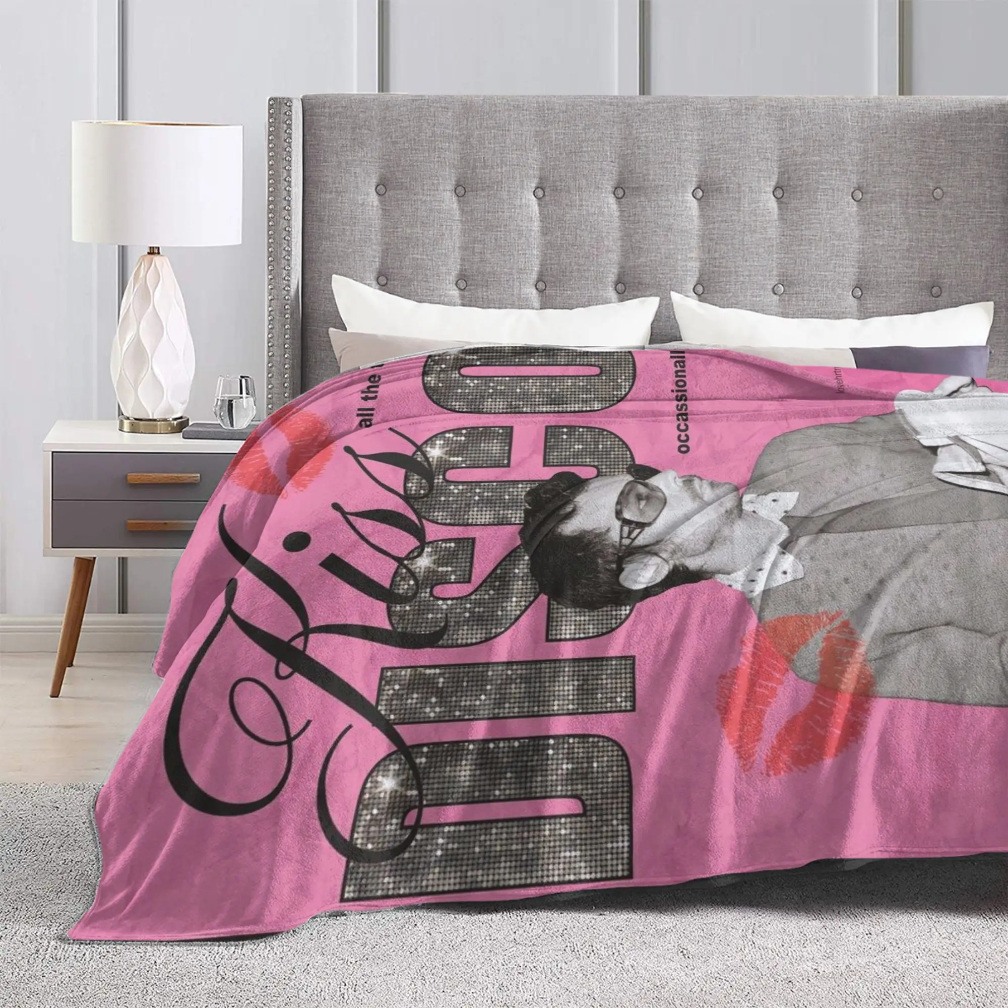 Kiss All The Time Disco Blankets Harrys Music Styles Fleece Throw Blanket Home Couch Portable Soft Warm Bedspreads