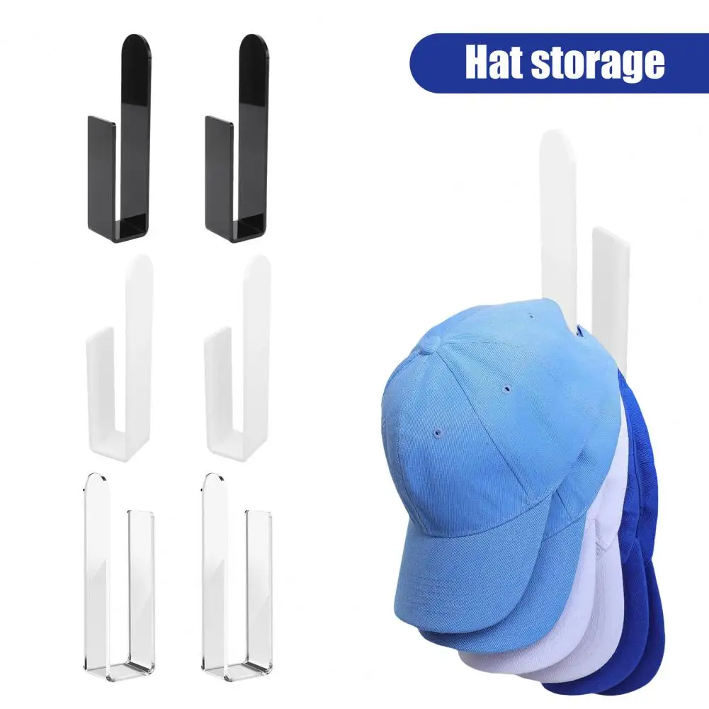 2/4/6/8Pcs Baseball Cap Holder Wall Mounted Hat Storage Organizer Hooks L-Shaped Hat Racks Multipurpose Acrylic Cap Stand