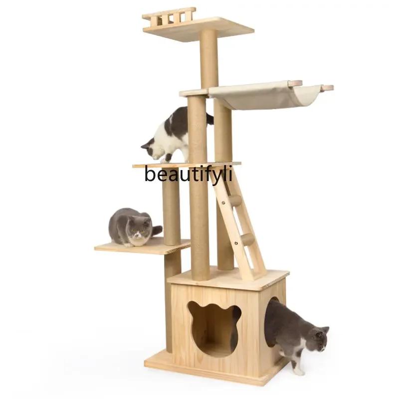 Cat Climbing Frame Solid Wood Nest Tree Integrated Jumping Platform Column Space Capsule