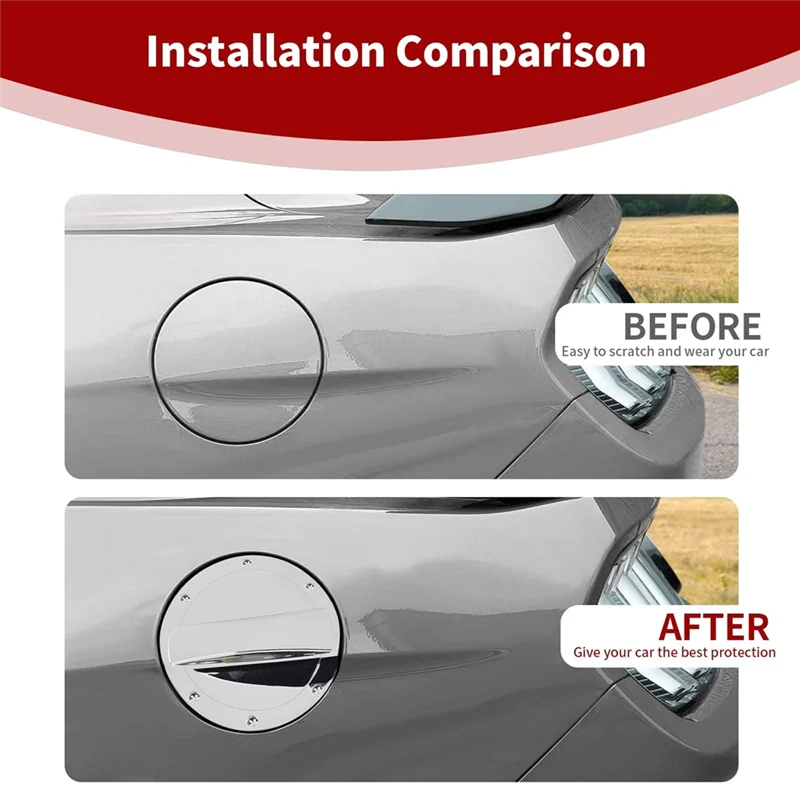 الكروم الملحقات الخارجية سيارة الوقود حشو الباب خزان الغاز غطاء تغليف الكسوة لفورد موستانج 2015-2023 #4