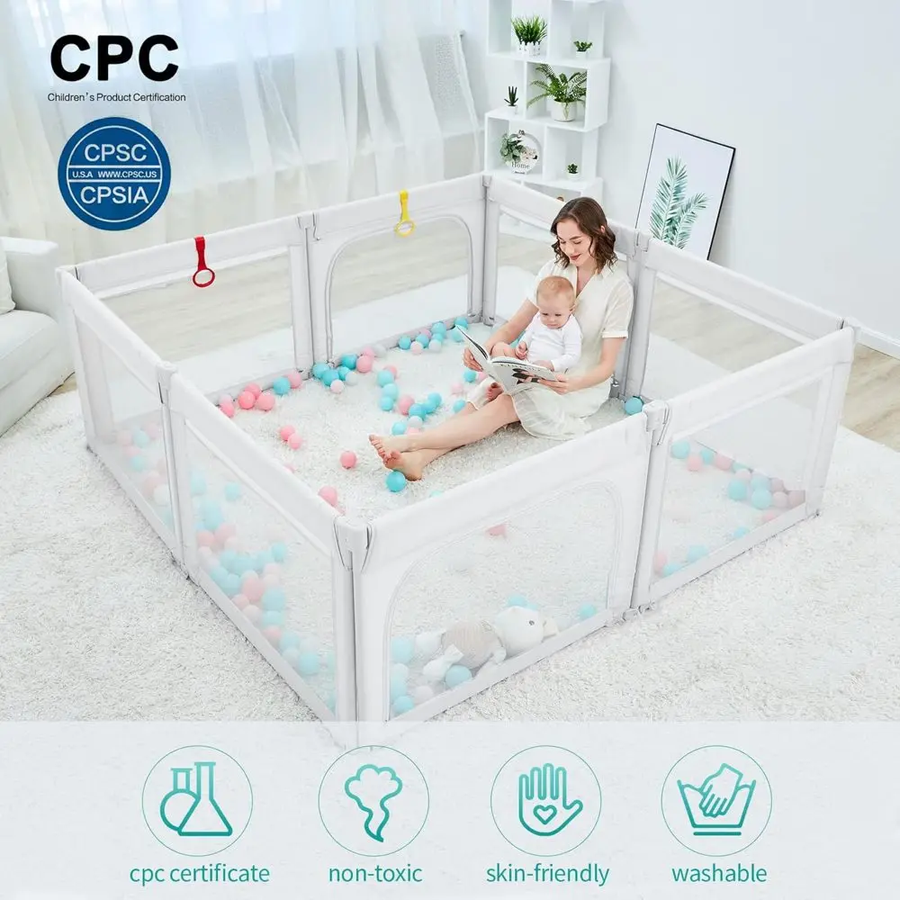 Atmungsaktiver Mesh-Laufstall mit 8 Paneelen, faltbar 71 x 79, Formflex, ohne Werkzeugmontage, tragbare Aufbewahrung für die Sicherheit von Babys im Innen- und Außenbereich,