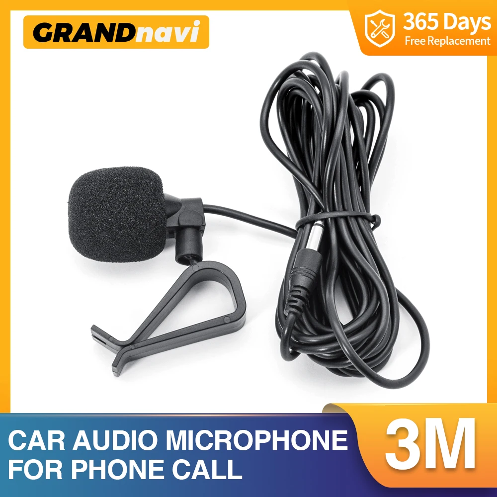 

GRANDnavi Car Radio Car dvd Player Microphone For Mobile Phone Speaking 3M Clip-on Lapel Mic Wired Microp for Phone Laptop PC