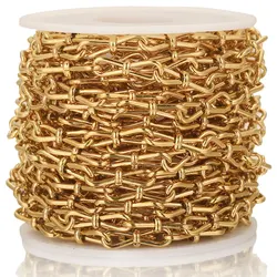 1 Meter Width 6mm Stainless Steel Plated Gold 8 Handmade Chain Roll Cuban Chains for Jewelry Making Supplies DIY Necklace Craft