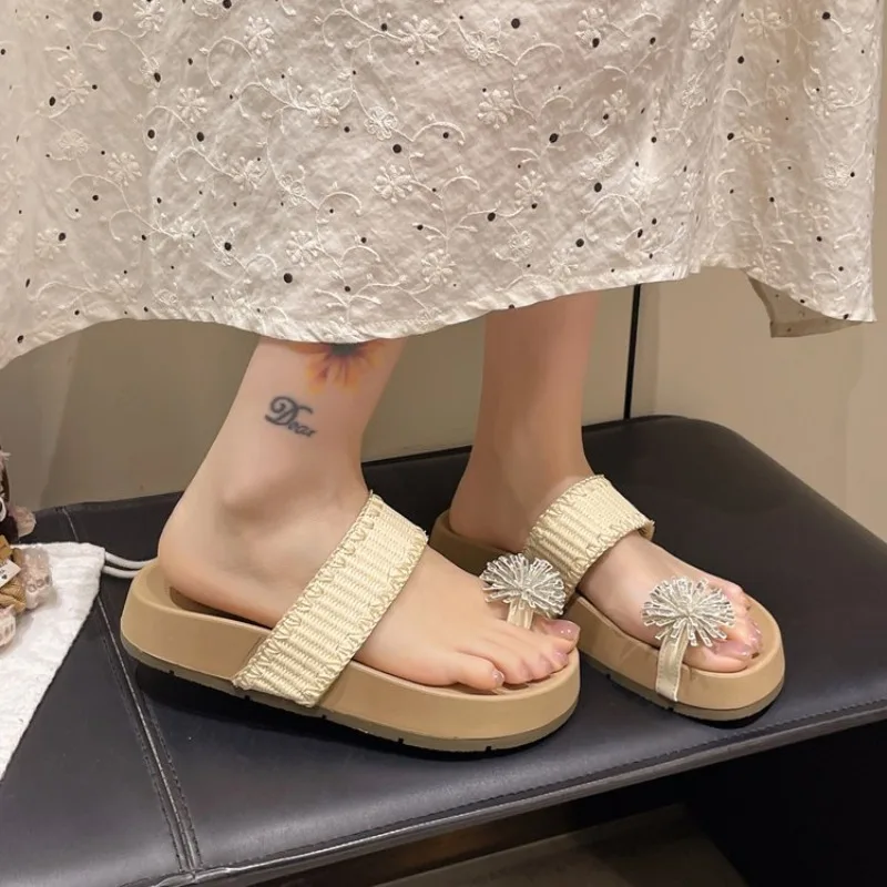 

Fashion Rhinestone Design Women Shoes Slippers Comfortable Platform Shoe Leisure Flower Outdoor Beach Slipper