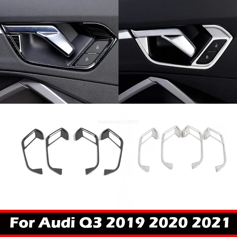 For Audi Q3 F3 2019 2020 2021 Stainless steel Inner Door Handle bowl button swtich Cover Trim Frame Sticker Interior Accessories