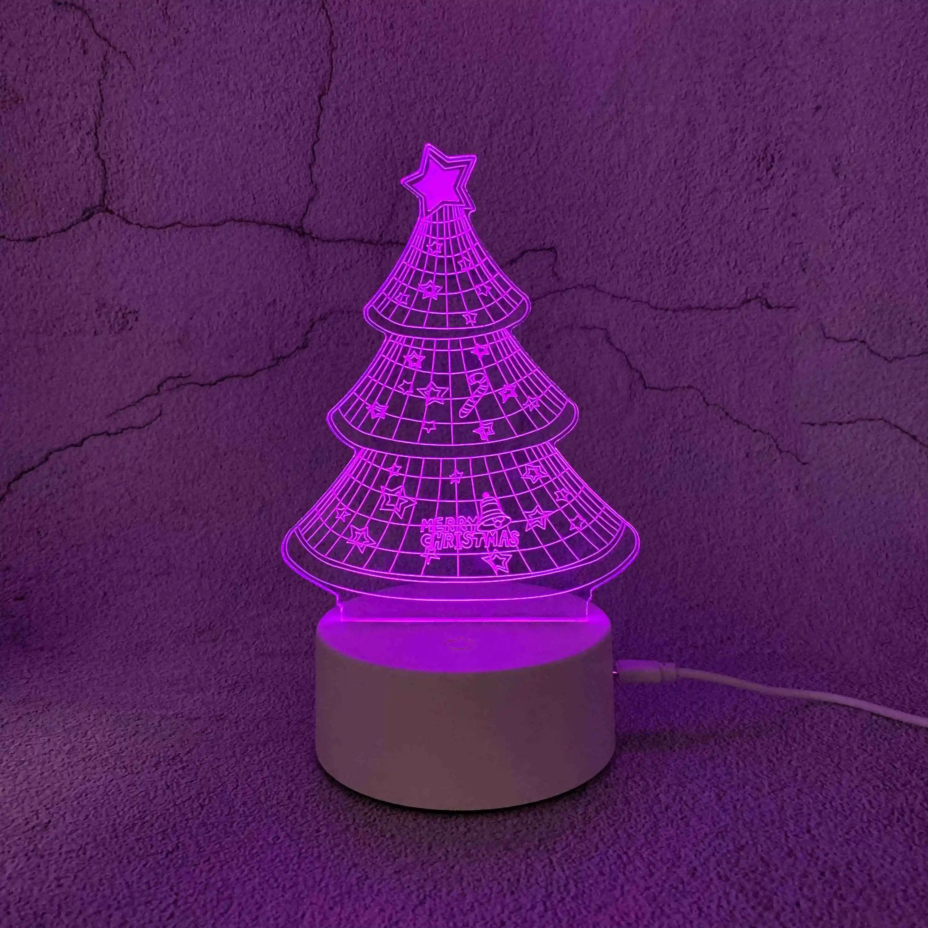 Árbol de Navidad colorido creativo, luz de mesita de noche 3D, enchufe de dormitorio, cama eléctrica, luz nocturna Simple