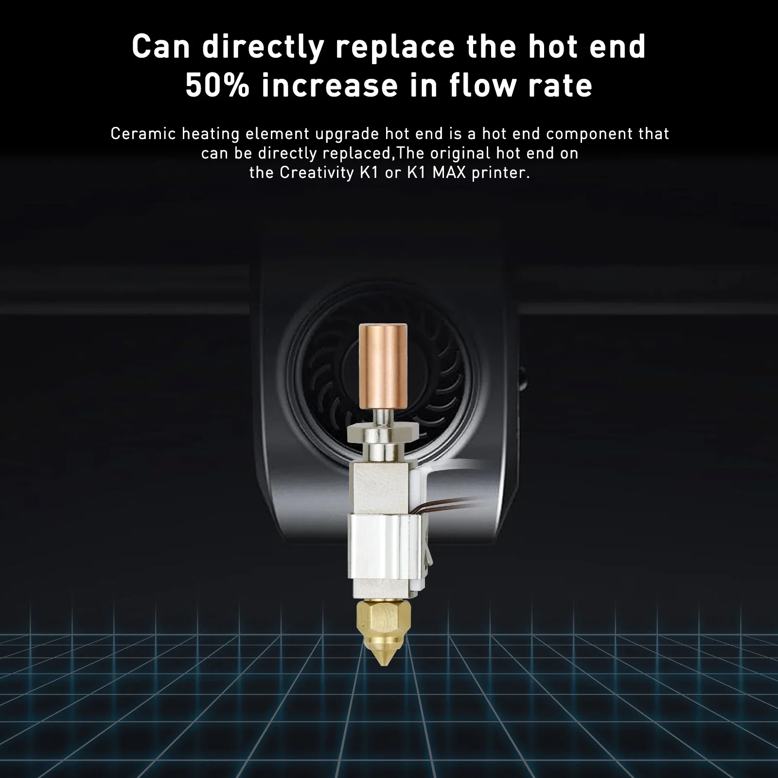 

For Creality K1 K1Max CR-M4 Upgraded Hotend Kit Ceramic Heating Block Kit Up to 550℃ Extruder Kit Nozzle Placted Copper