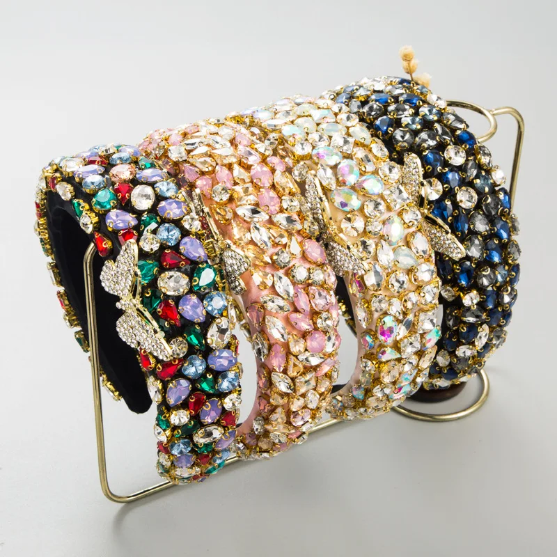 

Heming Headband Heavy Industry Hair Accessories Fashion Full Glass Diamond Sponge High Cranium Top Headband Butterfly Premium He