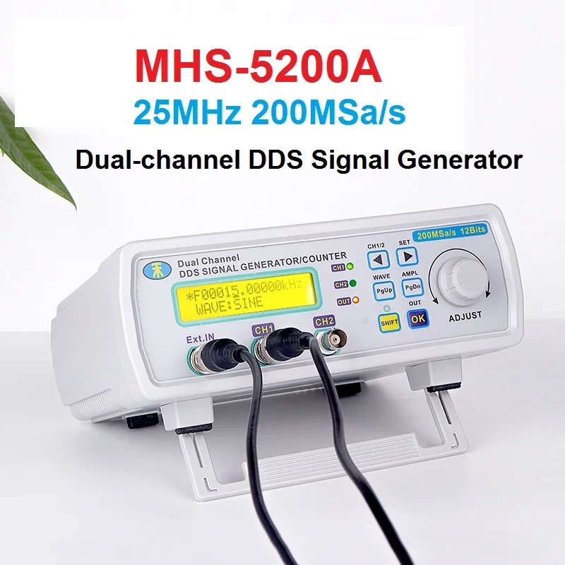 MHS-5200A 6MHz/12MHz/20MHz/25MHz 200MSa/s Digital Dual-channel DDS Signal Generator Arbitrary Waveform Frequency Meter 4 TTL