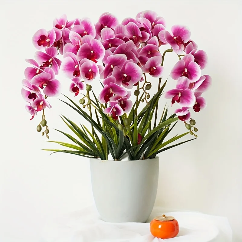 

1/2Pcs Artificial Orchid Stems Bulk Real Touch Large Bloom Orchids 9 Blooms Fake Phalaenopsis Flower Home Wedding Decoration