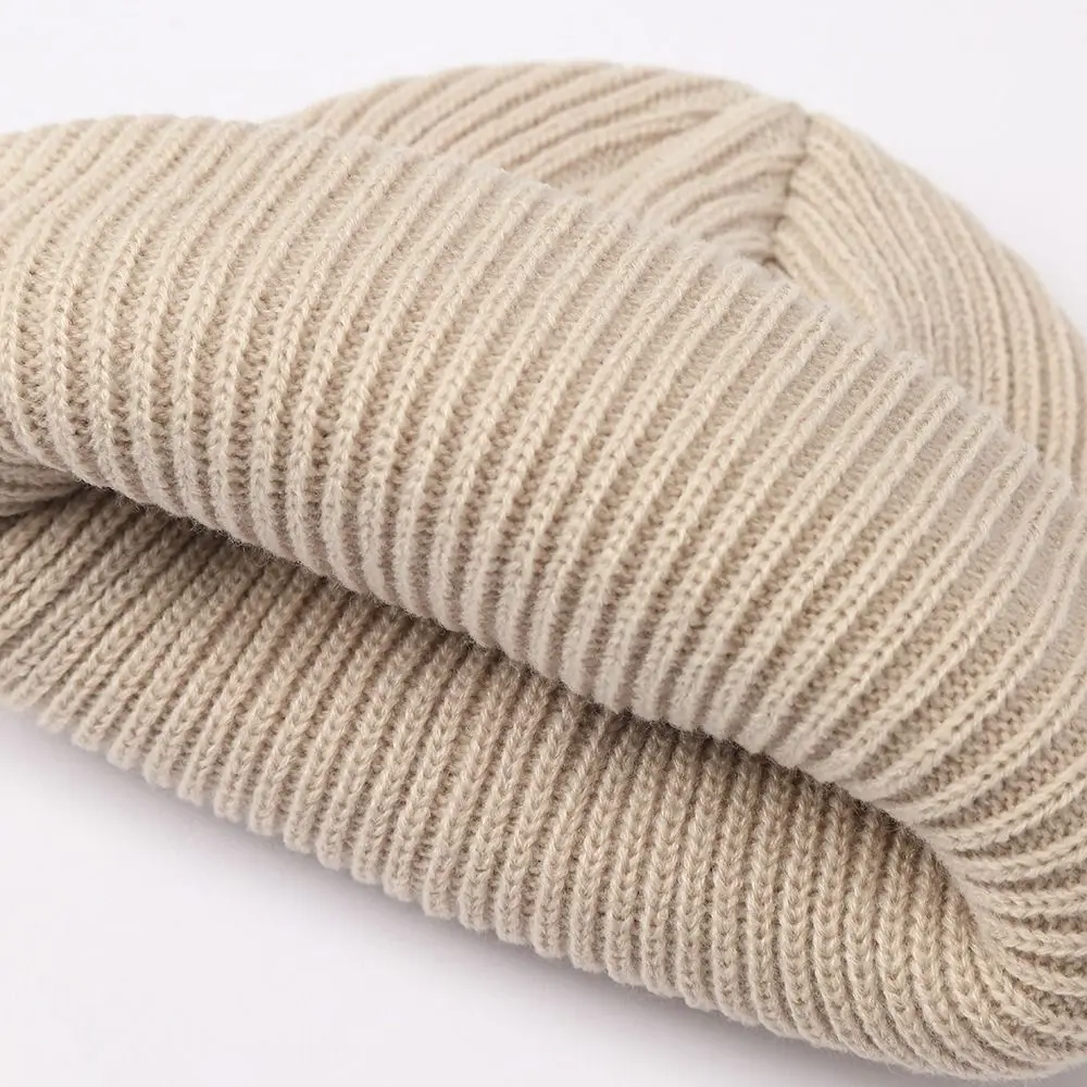 New Thickened Knitted Beanie Hat Warm Solid Winter Knit Hat Brimless Cold Cap Women and Men