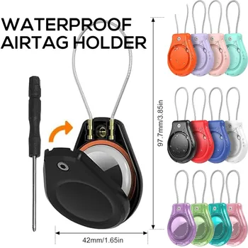 Waterproof AirTag Keychain Holder Tag Lock Case Wire Cable, Anti-Lost Protective Case…