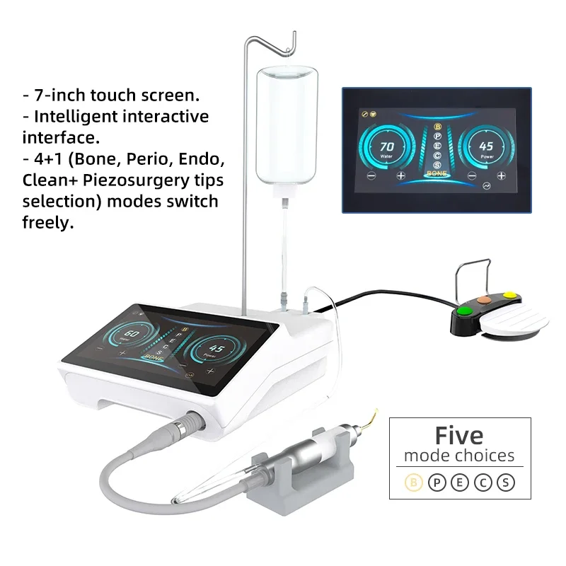 VVDental 초음파 피에조 뼈 수술 핸드피스, LED 페달 제어, 뼈 엔도 페리오 수술 치과 장비