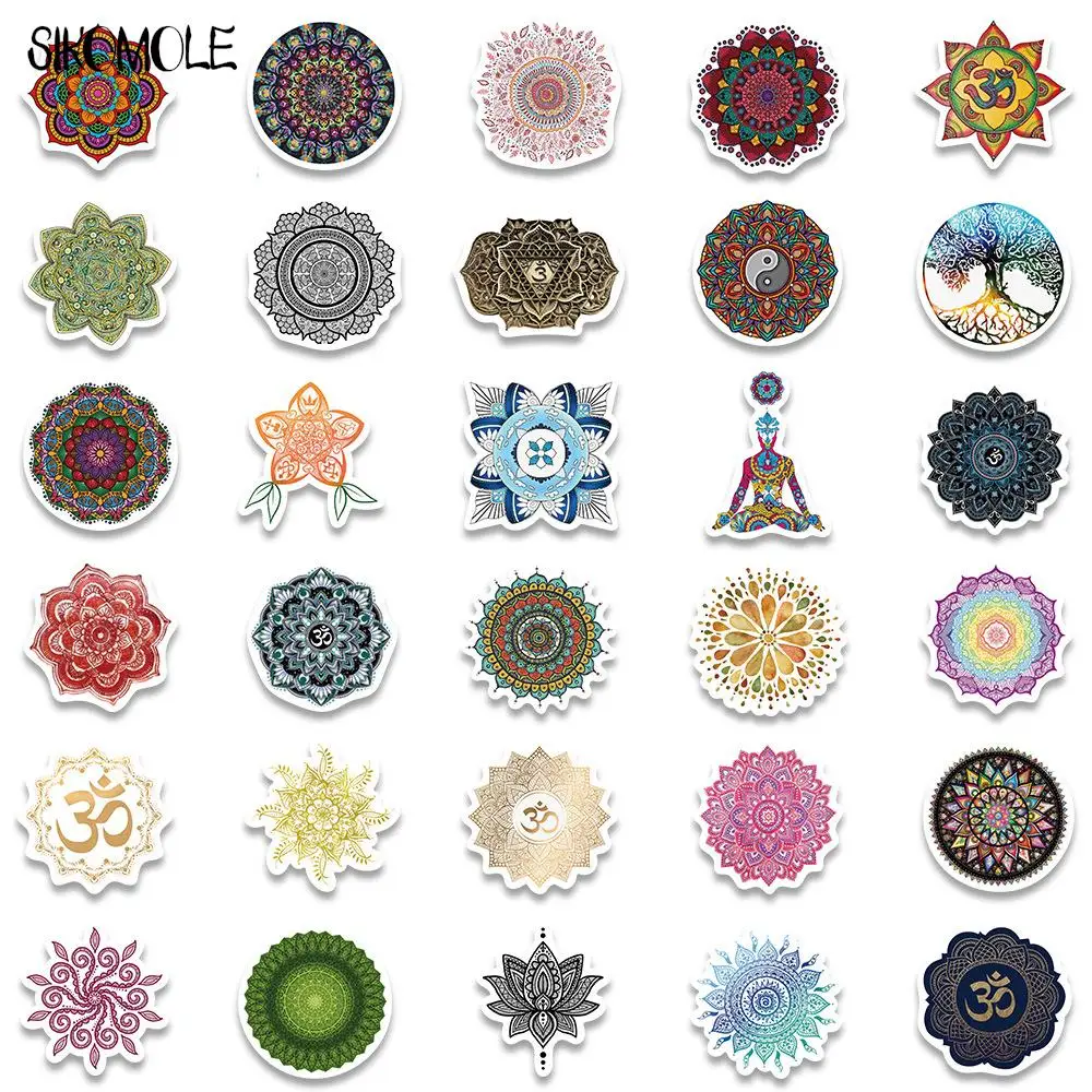 10/30/60pcs Mandala Flowers Yoga Cartoon Graffiti Stickers Kawaii DIY Toys Kids Luggage Skateboard Suitcase Car Decals Sticker