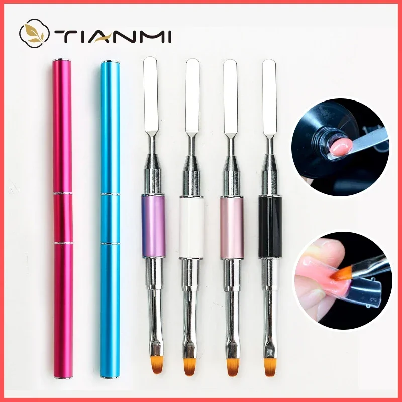 Double Head Nail Art Brush UV Gel Nail Polish Builder Manicure Tools Drawing Painting Pens With Embossing Rod Glue Pen