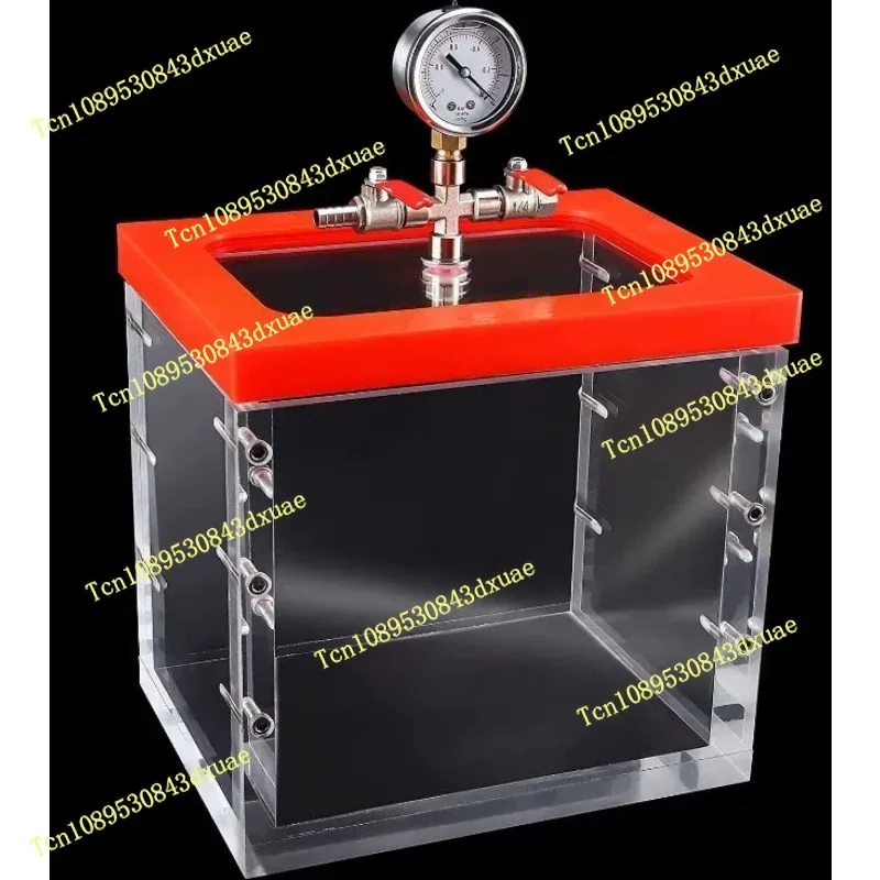 Fully transparent acrylic plexiglass box vacuum box drying oven vacuum tank glue resin air extraction box, and defoaming bucket.