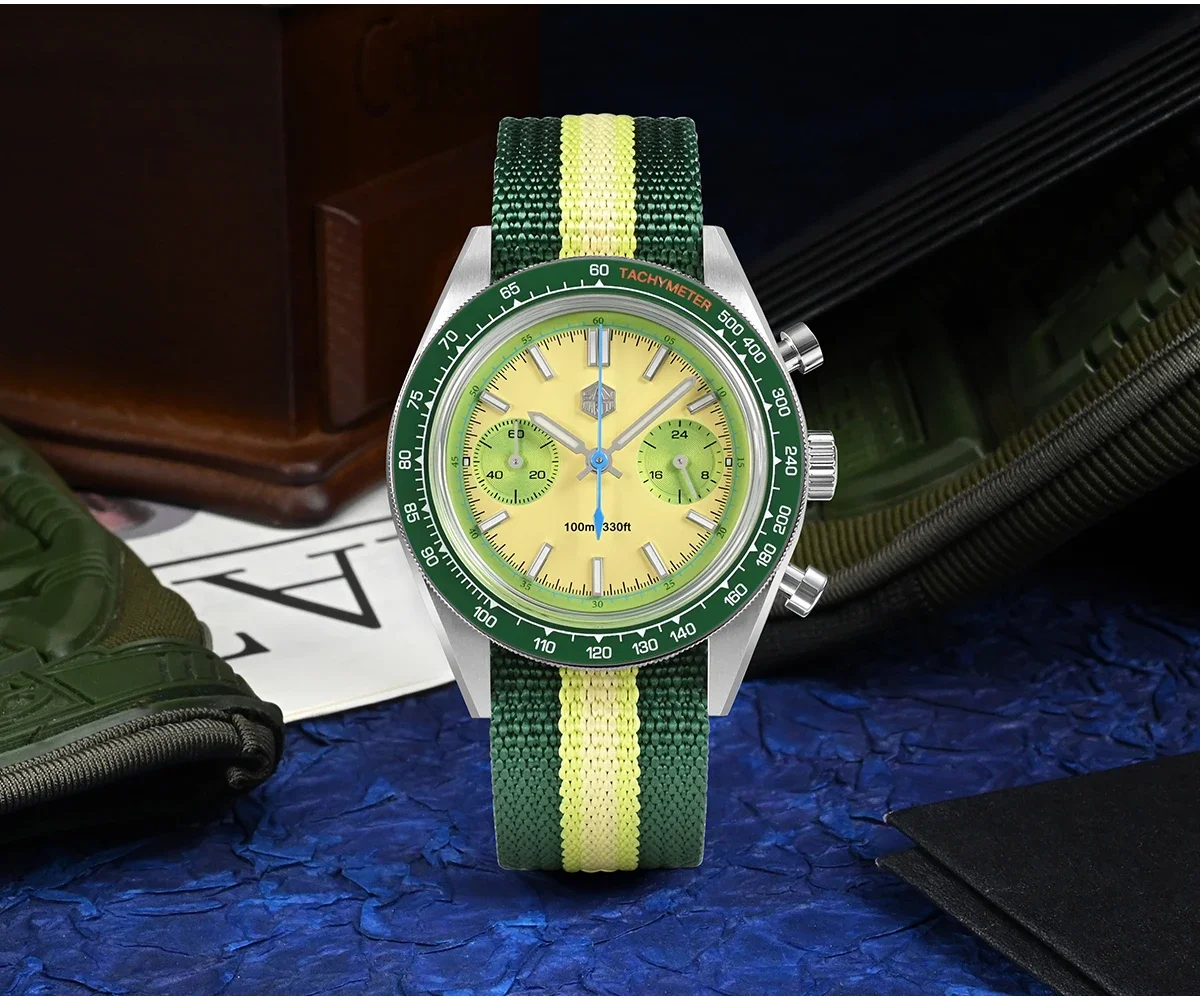 San Martin New Chronograph VK64 Quartz Watch Original Design 39.5mm Men Sports Business Dress Watches Waterproof 100m SN0116