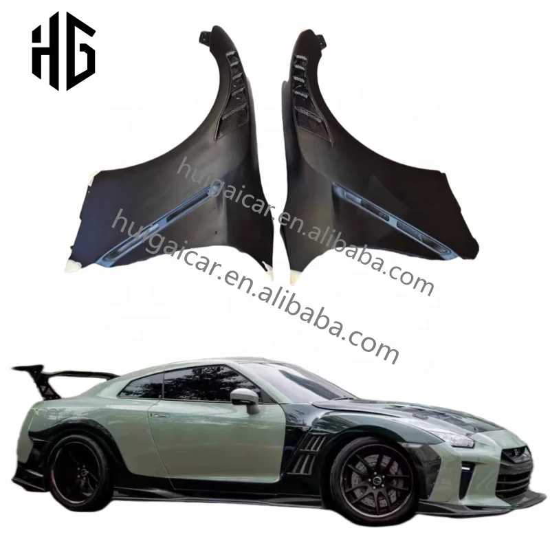 High Quality Carbon Fiber OEM Side Car Fenders For Nissan GTR R35 Convert To TOPSECRET Style  Front Both Side Fenders