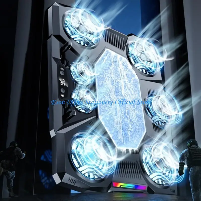 لوحة تبريد الكمبيوتر المحمول 6 مراوح Rgb حامل تبريد الكمبيوتر المحمول برودة المبرد قاعدة حامل الكمبيوتر المحمول مع حامل توسيع الهاتف LED