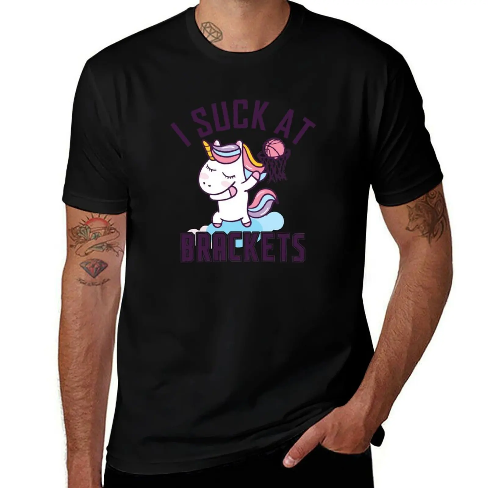 I suck at Brackets College March Basketball Madness Brackets T-Shirt Abstract Pattern Print Top T-Shirt