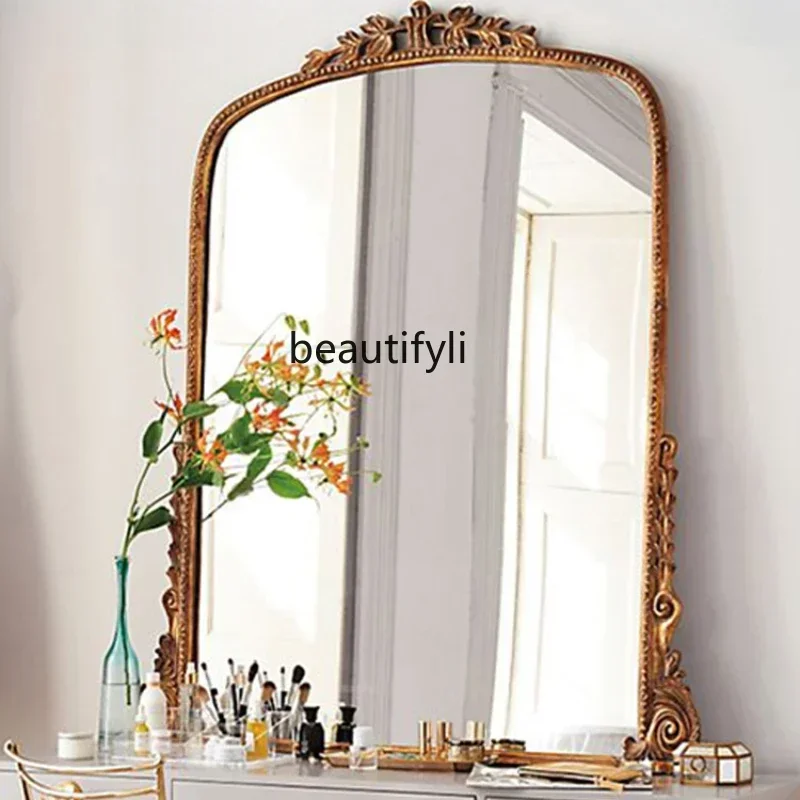 

YH French retro European makeup mirror dresser large desktop fireplace wall hanging, decorative mirror