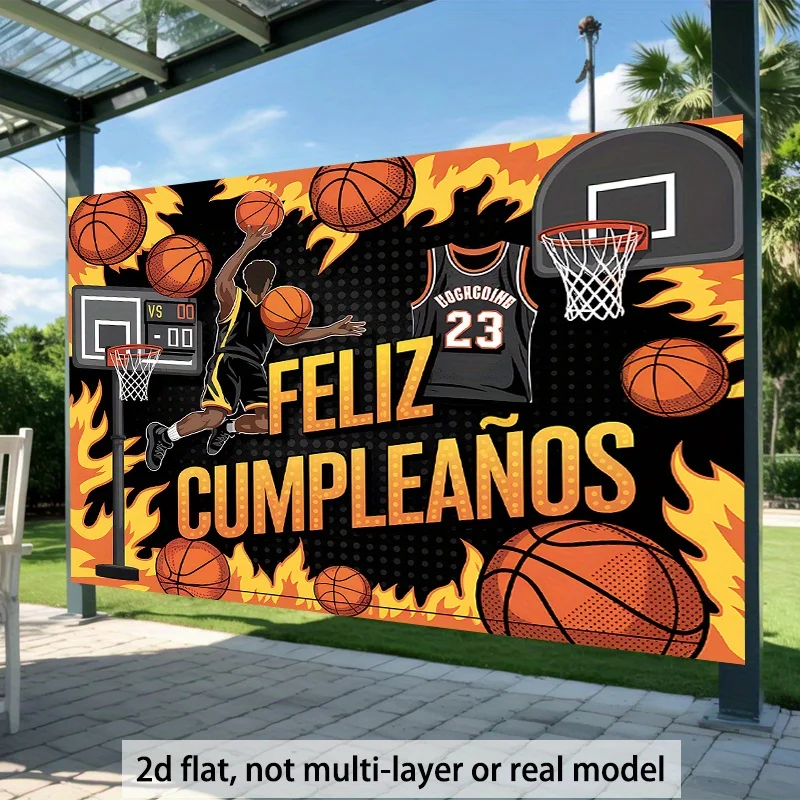 2D, 1 Banner mit Basketball-Motiv, sehr gut geeignet zur Dekoration der Wände in Wohnzimmern, Schlafzimmern und Büros – Detail 3