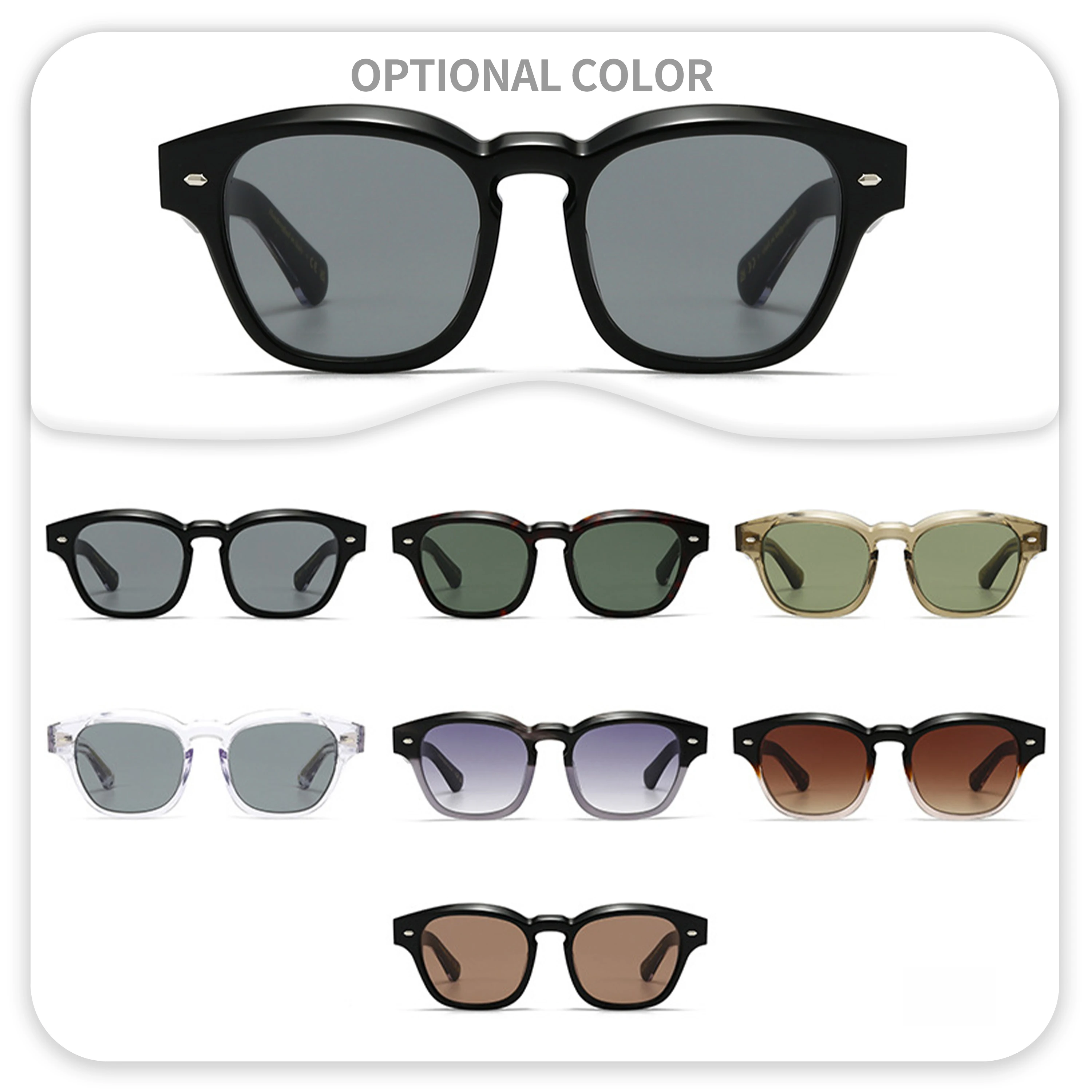 Custom Logo Square Thick Frame Sunglasses Handmade Square Eyeglasses Designer Acetate Sun Glasses Polarized Manufacture