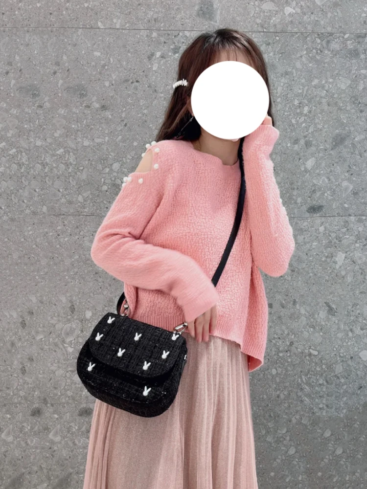 

Женский вязаный свитер oulder Bared Long Sve, свободный крой, осень-зима, повседневный круглый пуловер, утягивающий топ