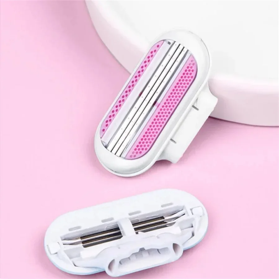 ( 1 Handle + 4 Blades ) Women Safety Razor Blades Face/ Leg/ Armpit/ Bikini Beauty Hair Removal Shaving Compatible Venus Shaver