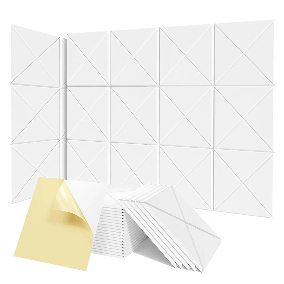 12Pack Acoustic Panels with Self-Adhesive, 12x12x0.4Inch Sound Proof Foam Panels, Sound Absorbing Tile for Walls White