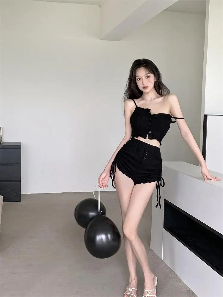 Set Pakaian Musim Panas Hong Kong Sle 2023 Rompi Tali Keinginan Murni Or Baru Set Dua Potong Wanita Kasual Pelangsing