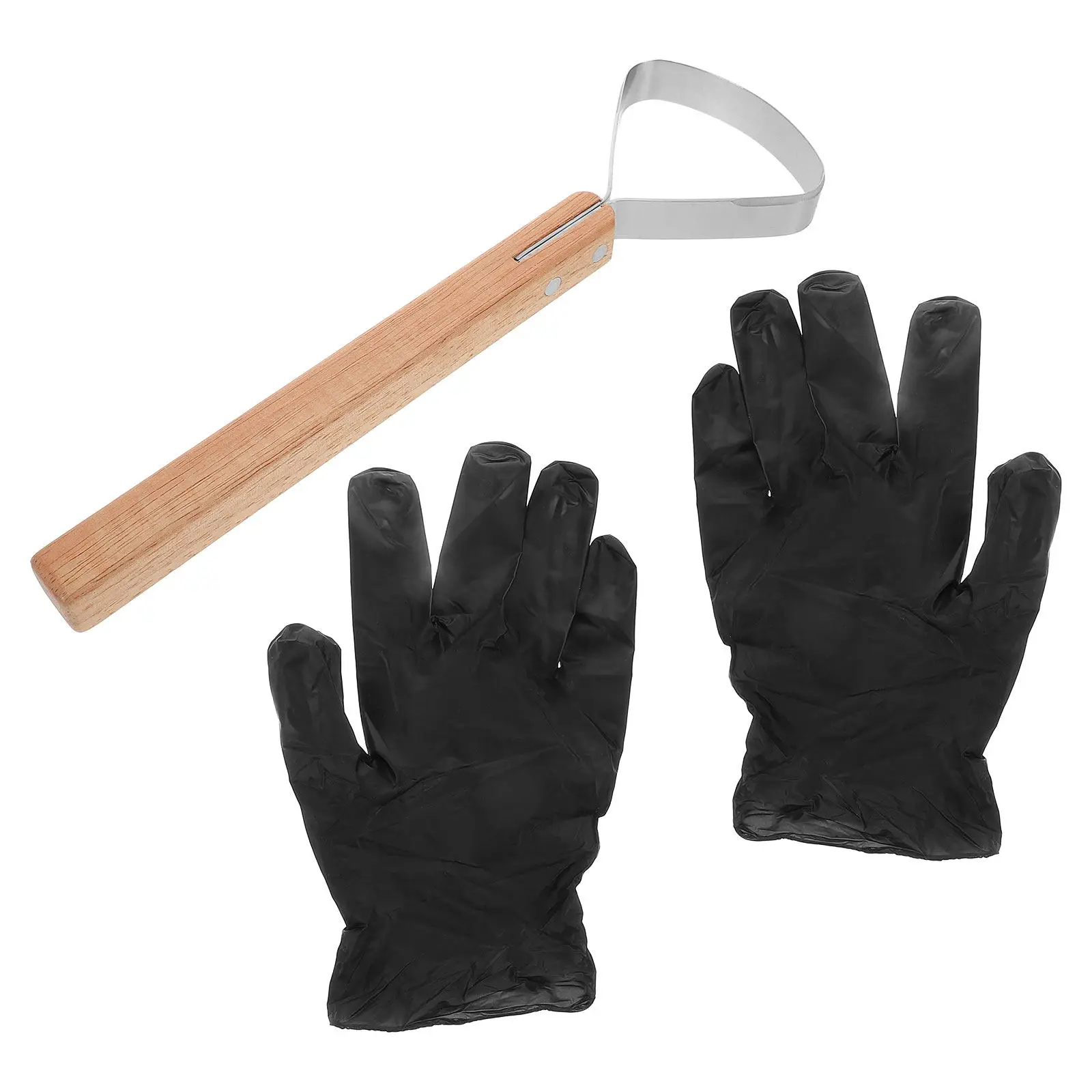 Heavy Duty Handle Fleshing Scraper Tool Stainless Steel Blade for Efficient Hide Processing Crafting Tools