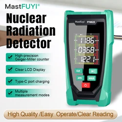 MASTFUYI Contatore Geiger Rilevatore di radiazioni nucleari Display LCD Rilevatore di raggi X Beta Gamma Contatore Geiger Batteria al litio