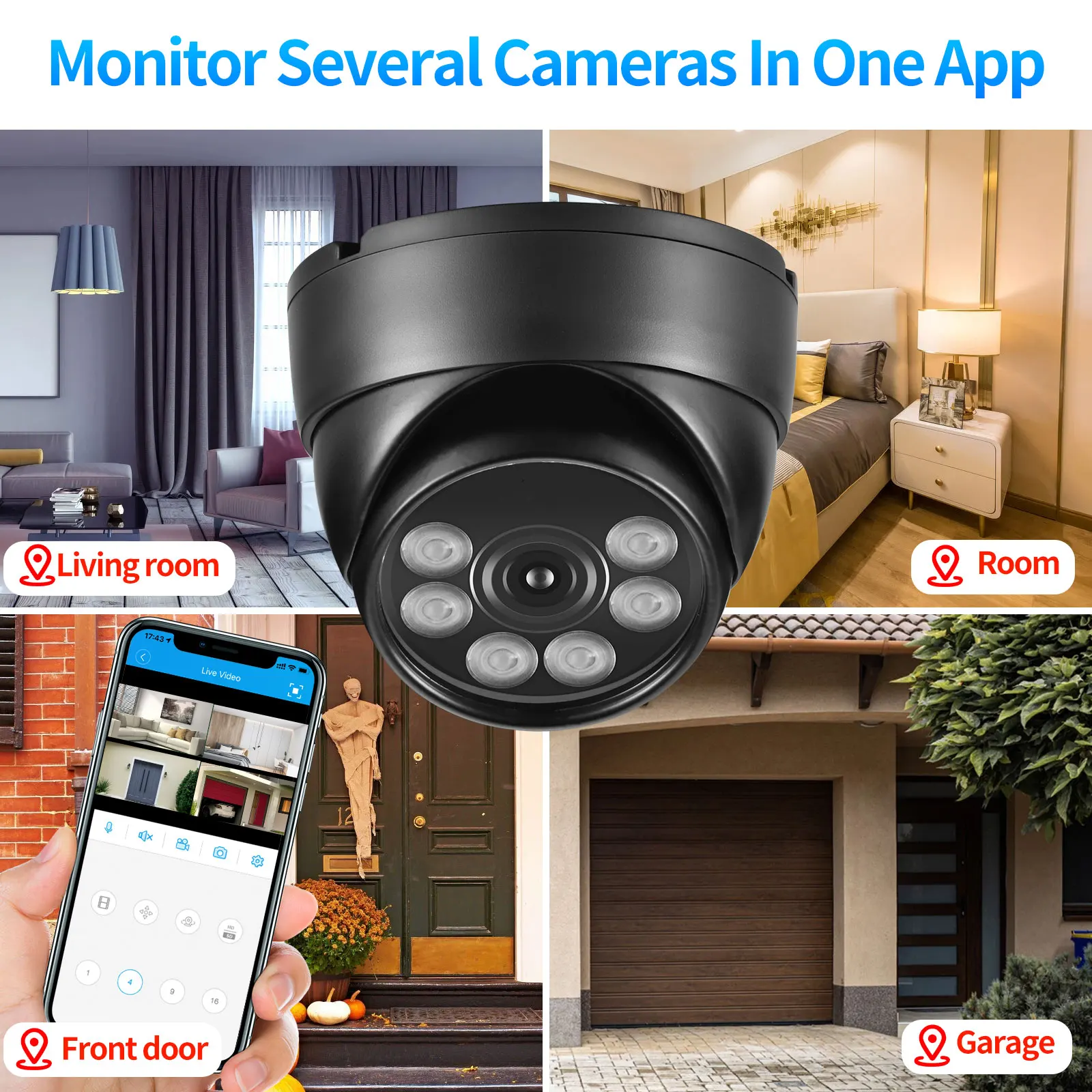 Gadinan 8MP 5MP 4MP POE IP Camera Metal Dome Outdoor Indoor Color Night Vision Video Surveillance Smart Home Built-in microphone