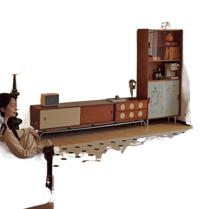 

Nordic solid wood TV cabinet household small apartment stainless steel wall cabinet