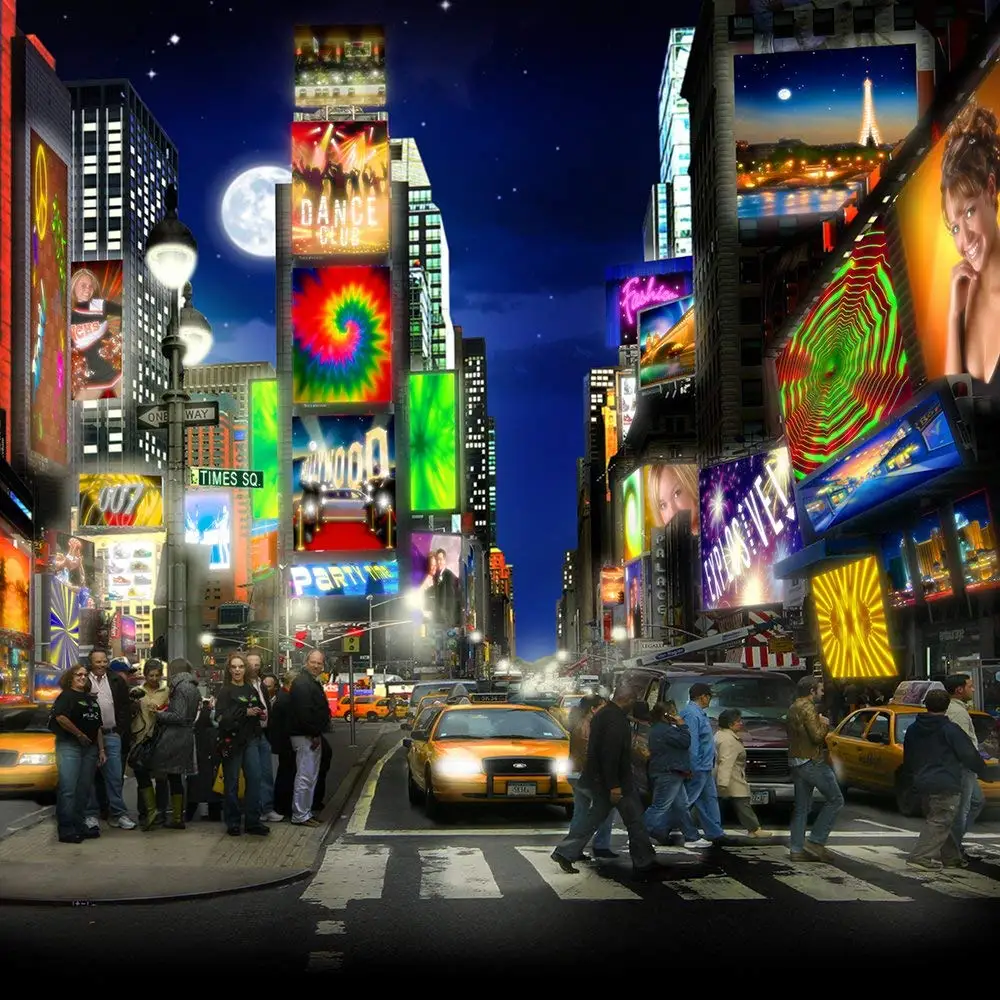 Times Square New York Skyline Street Road  backdrops High quality computer print scenic Photography Studio Backgrounds