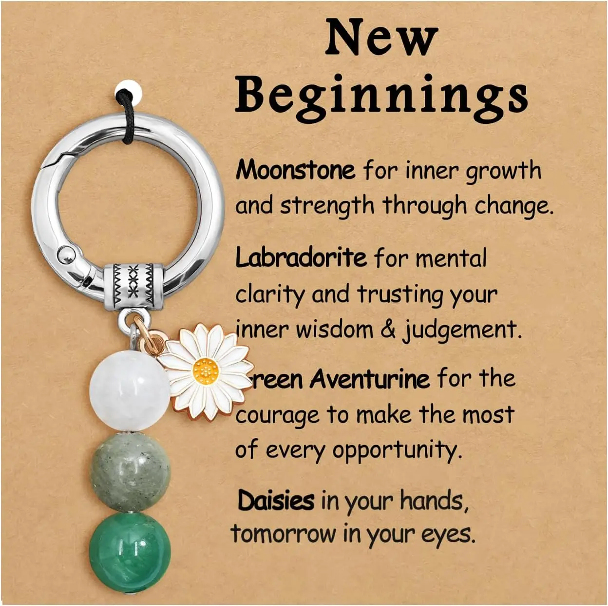 Natural Crystal Keychain New Beginnings Healing Anxiety Relief Graduation Gifts Lucky Charms Small Gifts for Women